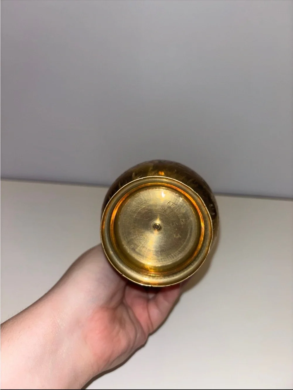 vintage etched brass pitcher